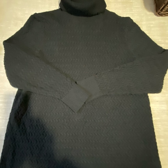 Lands' End Black Cotton Cable Knit Casual Office Holiday Turtleneck Sweater-1X - Picture 8 of 14